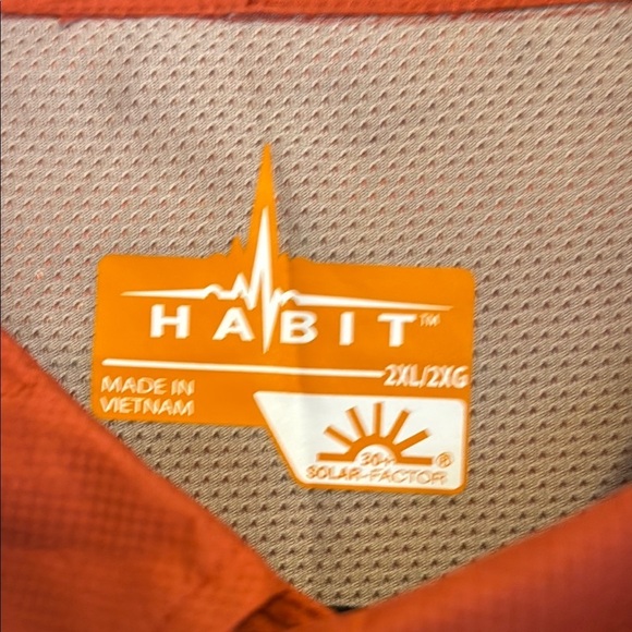 HABIT Casual Orange Button Down Shirt with Short Sleeves #258 - Picture 4 of 10